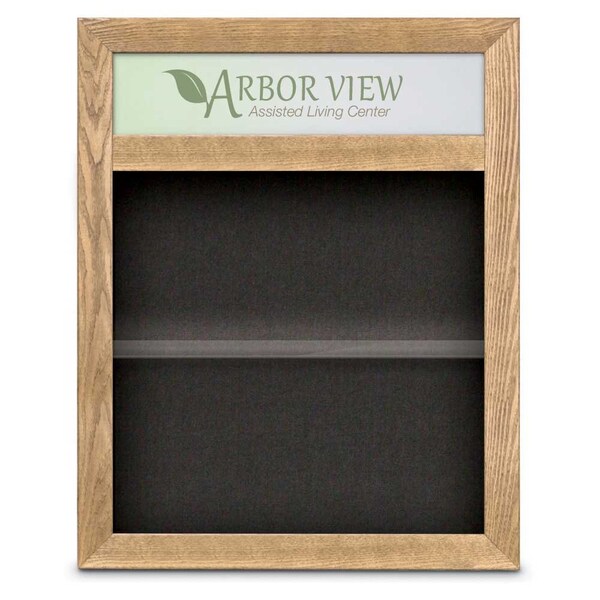 Outdoor Enclosed Combo Board, 42"x32", Satin Frame/Blue & Medium Grey